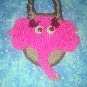#539 NWT Handmade Crocheted Elephant Bib